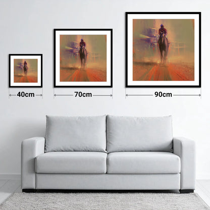 Emerging From The Dust - size guide showing 40cm, 70cm and 90cm art prints