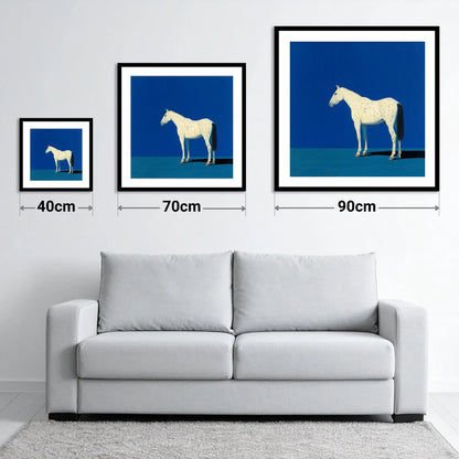 The Minimalist Appaloosa - size guide showing 40cm, 70cm and 90cm art prints