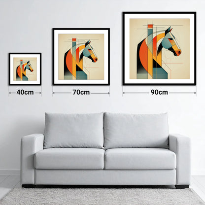 Structured Equine Form - size guide showing 40cm, 70cm and 90cm art prints