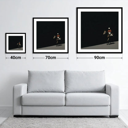 Before the Start - size guide showing 40cm, 70cm and 90cm art prints