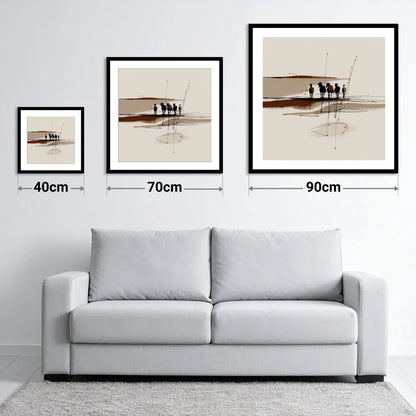 Abstract Herd Shadows - size guide showing 40cm, 70cm and 90cm art prints