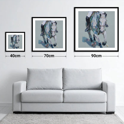 Pastel Polo Charge - size guide showing 40cm, 70cm and 90cm art prints