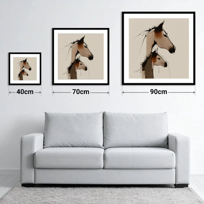 Tender Sepia Bond - size guide showing 40cm, 70cm and 90cm art prints