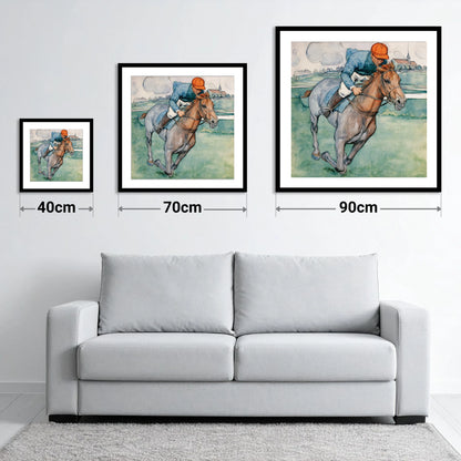 The Final Furlong - size guide showing 40cm, 70cm and 90cm art prints