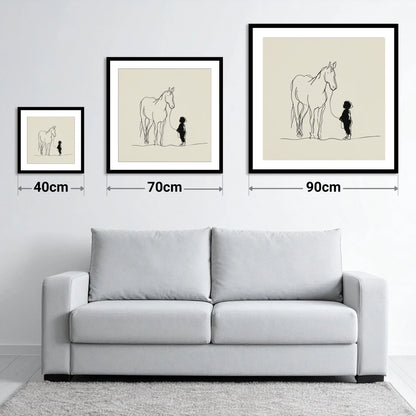 First Connection - size guide showing 40cm, 70cm and 90cm art prints