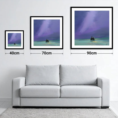 Twilight Harness - size guide showing 40cm, 70cm and 90cm art prints