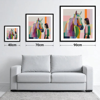 Prismatic Partnership - size guide showing 40cm, 70cm and 90cm art prints