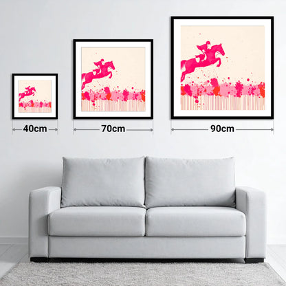 Magenta Flight - size guide showing 40cm, 70cm and 90cm art prints