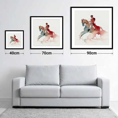 Crimson Passage - size guide showing 40cm, 70cm and 90cm art prints
