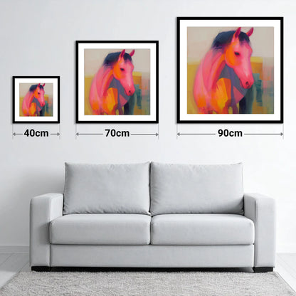 Vivid Equine Spirit - size guide showing 40cm, 70cm and 90cm art prints