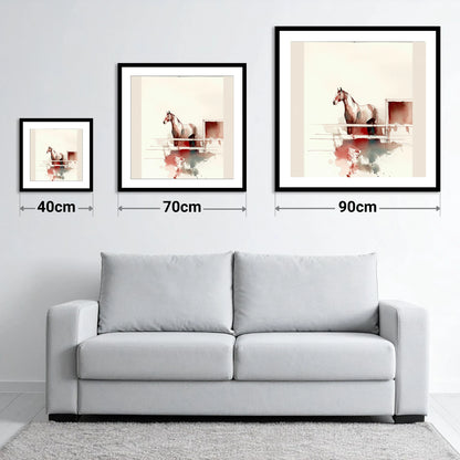 Watching from the Rails - size guide showing 40cm, 70cm and 90cm art prints