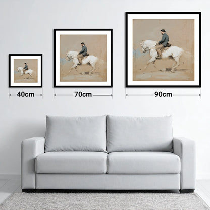 Collected Elegance - size guide showing 40cm, 70cm and 90cm art prints