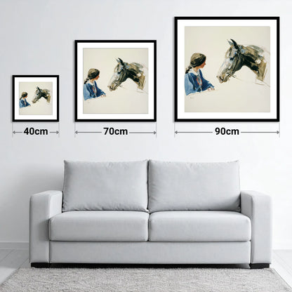 A Shared Silence - size guide showing 40cm, 70cm and 90cm art prints