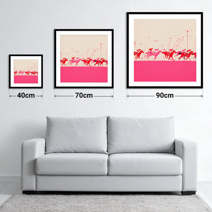 Crimson Surge - size guide showing 40cm, 70cm and 90cm art prints