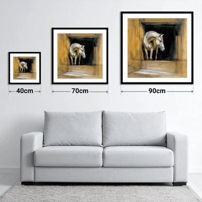 Quiet Anticipation - size guide showing 40cm, 70cm and 90cm art prints