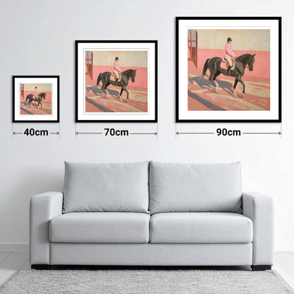 Dusty Pink Shadows - size guide showing 40cm, 70cm and 90cm art prints