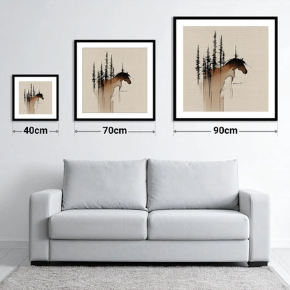 Timberline Silhouette - size guide showing 40cm, 70cm and 90cm art prints