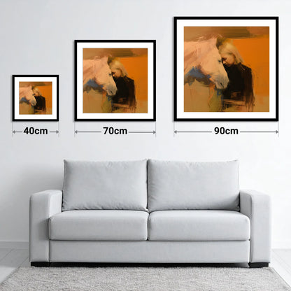 Silent Connection - size guide showing 40cm, 70cm and 90cm art prints