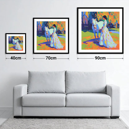 Radiant Bond - size guide showing 40cm, 70cm and 90cm art prints