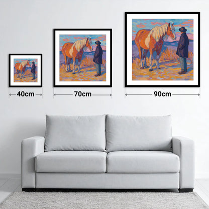 Golden Hour Harmony - size guide showing 40cm, 70cm and 90cm art prints