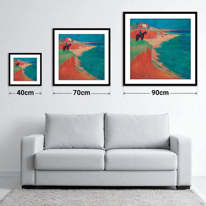 The Coastal Vantage - size guide showing 40cm, 70cm and 90cm art prints