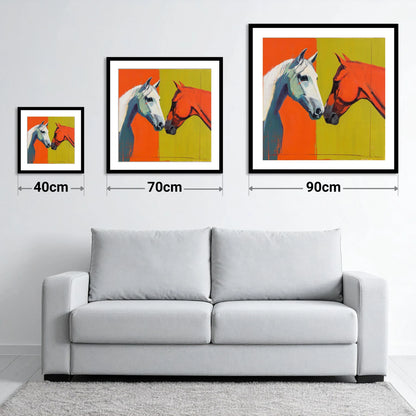 Vibrant Connection - size guide showing 40cm, 70cm and 90cm art prints