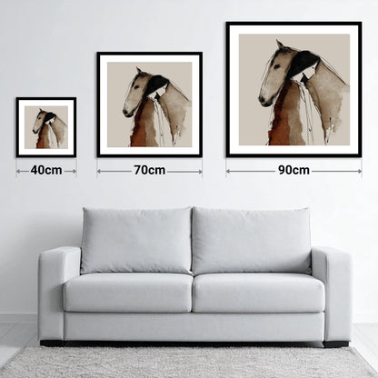 The Unspoken Bond - size guide showing 40cm, 70cm and 90cm art prints