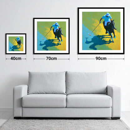 Shadows of the Chukka - size guide showing 40cm, 70cm and 90cm art prints