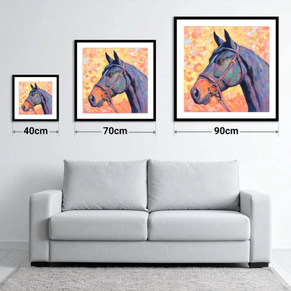 Radiant Equine Profile - size guide showing 40cm, 70cm and 90cm art prints