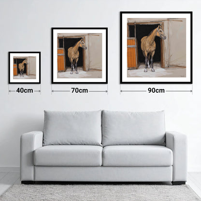 Morning Watch - size guide showing 40cm, 70cm and 90cm art prints