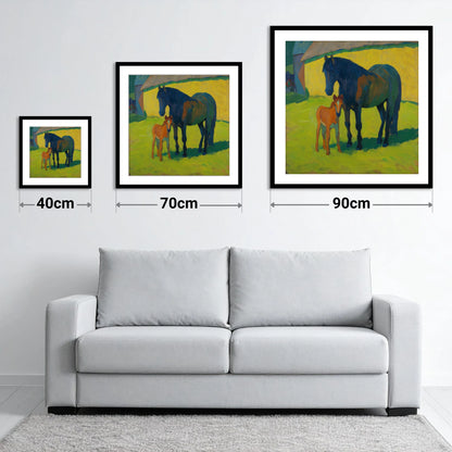 Radiant Pasture Bond - size guide showing 40cm, 70cm and 90cm art prints
