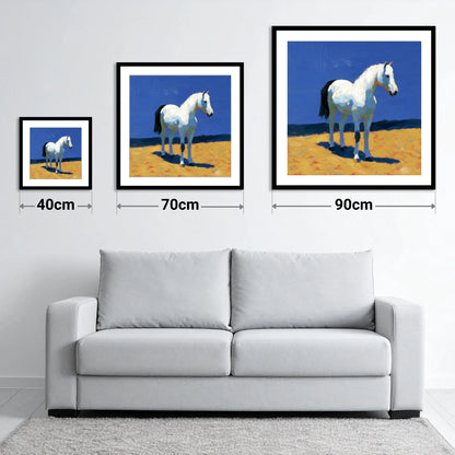 Sunlit Grey - size guide showing 40cm, 70cm and 90cm art prints