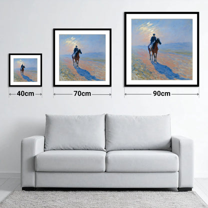 Luminous Morning Gallops - size guide showing 40cm, 70cm and 90cm art prints
