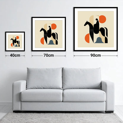 Mid-Century Silhouette - size guide showing 40cm, 70cm and 90cm art prints