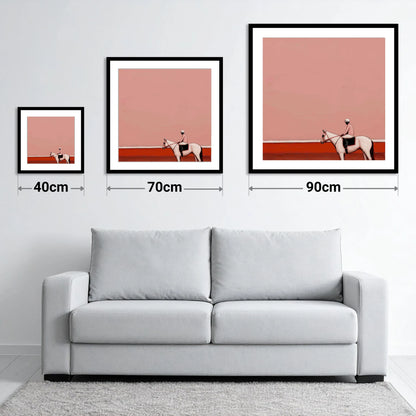 Dusty Rose Paddock - size guide showing 40cm, 70cm and 90cm art prints