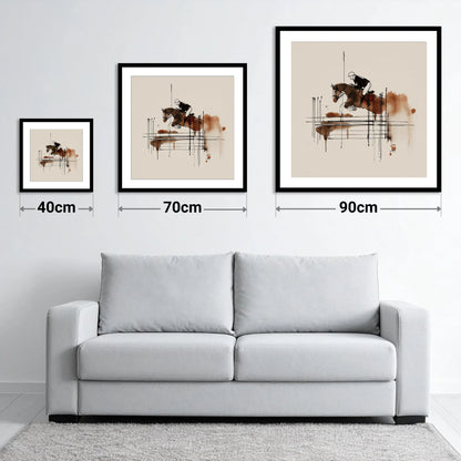 Fluidity in Flight - size guide showing 40cm, 70cm and 90cm art prints
