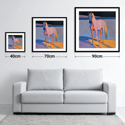 Vivid Painted Arabian Horse - size guide showing 40cm, 70cm and 90cm art prints