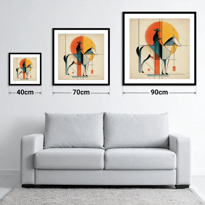 Structured Western Horizon - size guide showing 40cm, 70cm and 90cm art prints