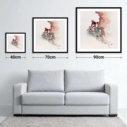 Crimson Surge - size guide showing 40cm, 70cm and 90cm art prints