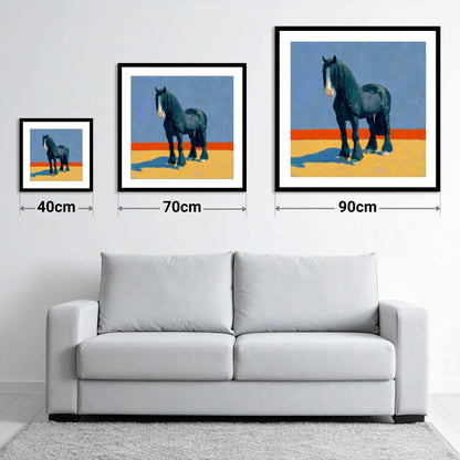 The Painted Shire - size guide showing 40cm, 70cm and 90cm art prints