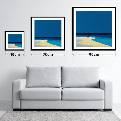 The Azure Edge - size guide showing 40cm, 70cm and 90cm art prints