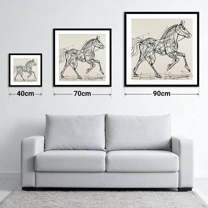 Structural Stride - size guide showing 40cm, 70cm and 90cm art prints