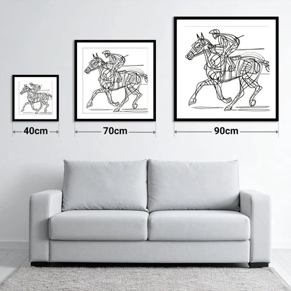 Linear Racing Form - size guide showing 40cm, 70cm and 90cm art prints