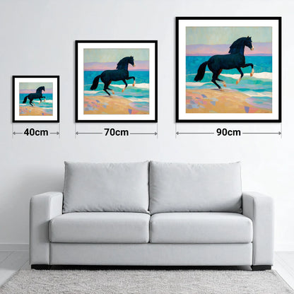 Azure Coastal Rhythm - size guide showing 40cm, 70cm and 90cm art prints