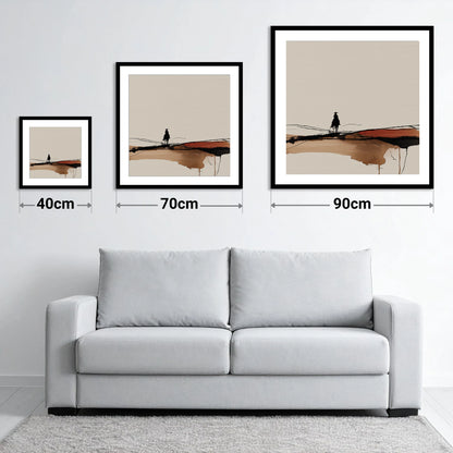 Solitary Western Horizon - size guide showing 40cm, 70cm and 90cm art prints