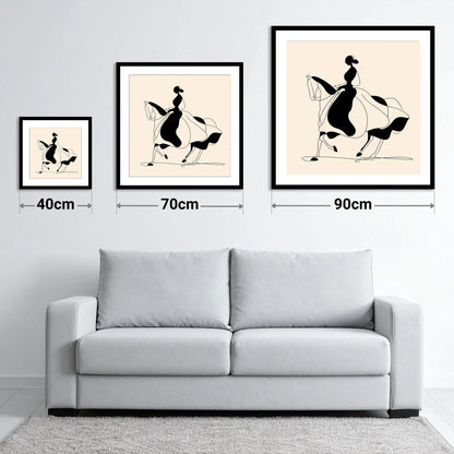 Fluid Elegance - size guide showing 40cm, 70cm and 90cm art prints