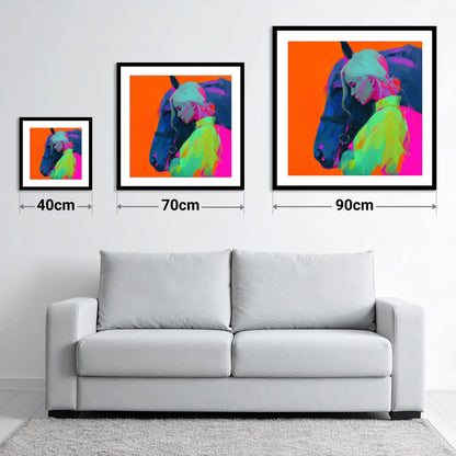 Technicolour Trust - size guide showing 40cm, 70cm and 90cm art prints
