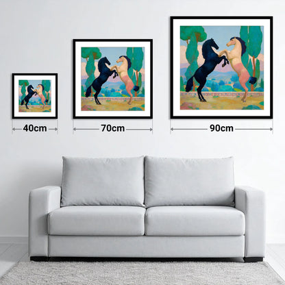 Azure and Rose Dance - size guide showing 40cm, 70cm and 90cm art prints