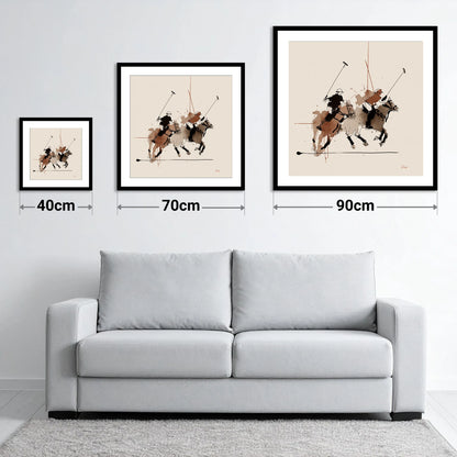 Midfield Charge - size guide showing 40cm, 70cm and 90cm art prints