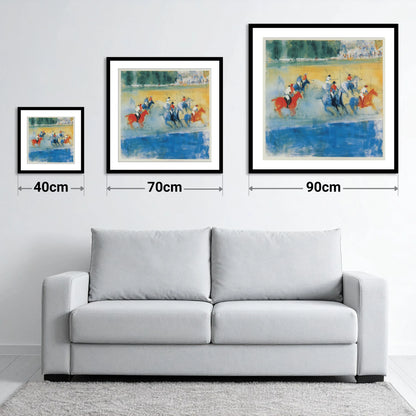 Colours of the Chukka - size guide showing 40cm, 70cm and 90cm art prints